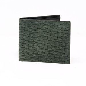 MAX STANCO GEOMETRIC CALFSKIN BIFOLD WALLET GREEN